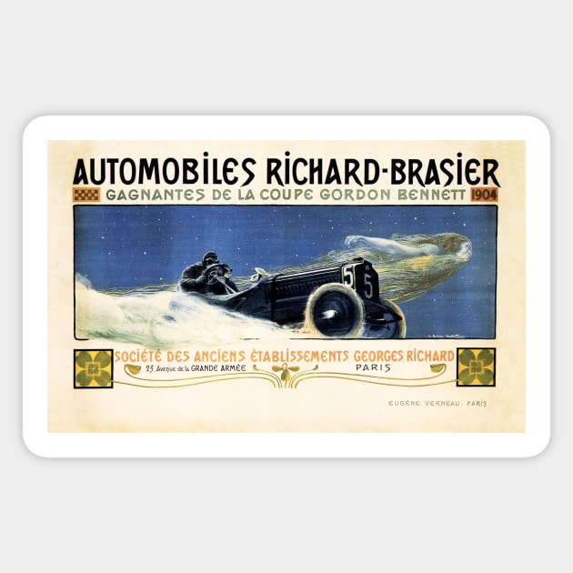 Automobiles Richard Brasier Phantom French Advertisement Vintage Car Sticker by vintageposters